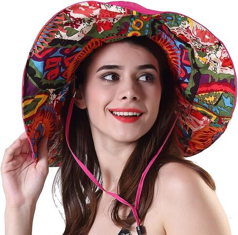 Packable Reversible Large Brim Floppy Sun Hat UPF 50 Sun Protection Travel Beach Hat in Kuwait