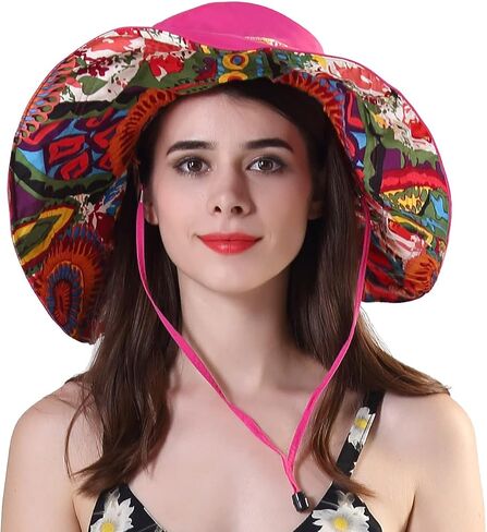 Packable Reversible Large Brim Floppy Sun Hat UPF 50 Sun Protection Travel Beach Hat in Kuwait