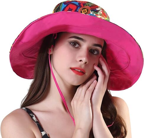 Packable Reversible Large Brim Floppy Sun Hat UPF 50 Sun Protection Travel Beach Hat in Kuwait