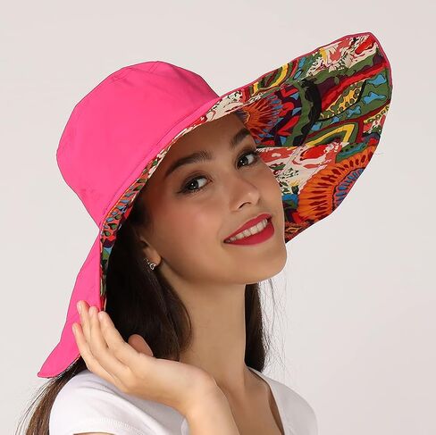 Packable Reversible Large Brim Floppy Sun Hat UPF 50 Sun Protection Travel Beach Hat in Kuwait