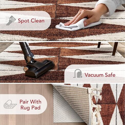 سجادة منطقة NuLOOM Kali هندسية مقاس 5×8 لغرفة المعيشة وغرفة النوم وغرفة الطعام وغرفة الأطفال والمطبخ، صدأ/عاجي in Saudi Arabia