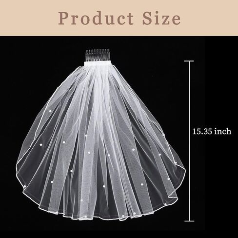 YAEISM Wedding Veil Comb Bridal Glitter Cathedral Veil Sprakly Bachelorette Veil Rhinestones Pearls Hair Comb for Brides in Saudi Arabia