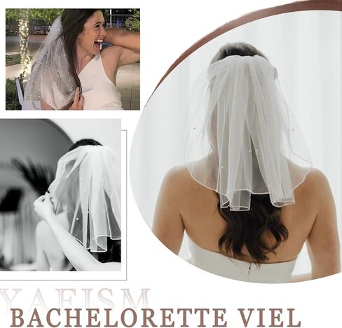 YAEISM Wedding Veil Comb Bridal Glitter Cathedral Veil Sprakly Bachelorette Veil Rhinestones Pearls Hair Comb for Brides in Saudi Arabia