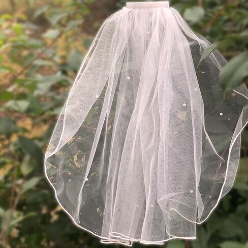 YAEISM Wedding Veil Comb Bridal Glitter Cathedral Veil Sprakly Bachelorette Veil Rhinestones Pearls Hair Comb for Brides in Saudi Arabia