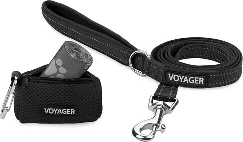 مقود فوييجر عاكس للكلاب بمقبض من النيوبرين، 5 قدم. مجموعة حامل أكياس البراز الشبكية القابلة لإعادة الاستخدام للسفر والمشي والحديقة والاستخدام في الهواء الطلق، ناعمة ومتينة مع مشبك - فوشيا in Kuwait