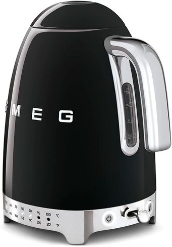 Smeg 50's Retro 7 Cup Stainless Steel Variable Temperature Electric Kettle with 7 Temperature Settings, Led Display, Swivel Base and Keep Warm Function Black KLF04BLUS in Saudi Arabia