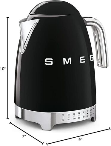 Smeg 50's Retro 7 Cup Stainless Steel Variable Temperature Electric Kettle with 7 Temperature Settings, Led Display, Swivel Base and Keep Warm Function Black KLF04BLUS in Saudi Arabia