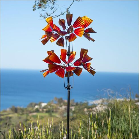 يارد جاردن الرياح الدوارة في الهواء الطلق - 82 بوصة منحوتات ودوارات الرياح المعدنية الحركية، ديكور حديقة الربيع وهدايا فريدة للنساء والأم ومحبي الحديقة والتدفئة لمنزل جديد وأعياد الميلاد in Kuwait