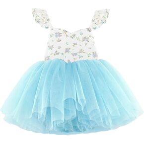 Flofallzique Toddler Tutu Dress Summer Floral Birthday Tea Party Infant Baby Girls Dresses for 0-8 Y