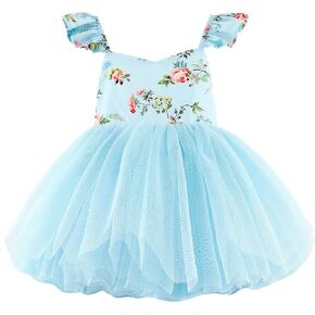 Flofallzique Toddler Tutu Dress Summer Floral Birthday Tea Party Infant Baby Girls Dresses for 0-8 Y