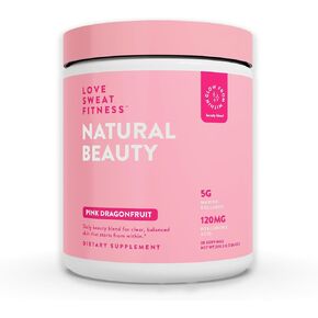 Love Sweat Fitness Natural Beauty Marine Collagen Skin Blend | Reduces Wrinkles, Increases Hydration, Improves Skin Radiance | No Sugar, Gluten Free, Non-GMO | Pink Dragonfruit Flavor - 28 Serving