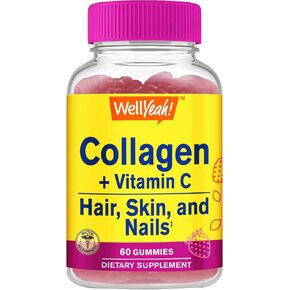 Collagen Gummies with Vitamin C | Collagen for Women and Men | Hair, Skin, and Nails Support | Strawberry Flavor | Gluten and Nut Free | Non GMO | 60 Count