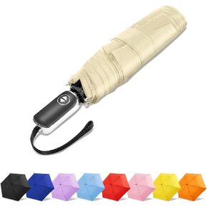 LEAGERA Compact Travel Umbrella Small, Mini Small Umbrella For Purse with Flat Handle Design, Waterproof Small Umbrella for Light Rain