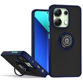 QUIETIP Case Compatible with Xiaomi Redmi Note 13 4G 6.67" with Screen Protector,Magnetic Ring Car Mount Stand Cover,Black