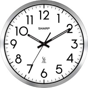 SHARP Atomic Analog Wall Clock - 12" Black Stylish Frame - Sets Automatically- Battery Operated - Easy to Read - Easy to Use – Modern Design and Style in Saudi Arabia