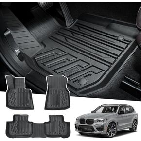 Powerty Floor Mats Compatible for BMW X3 X4 2018 2019 2020 2021 2022 2023 2024 2 Row Liner Set All Models TPE 3D Car Mats All-Weather Custom Fit BMW X3 X4 Floor Liners Accessories