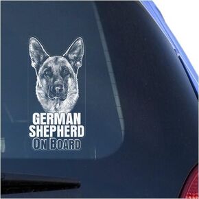 German Shepherd Clear Vinyl Decal Sticker Portrait for Window, Alsatian Dog Sign Art Print