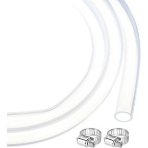 MECCANIXITY 10ft Clear Silicone Rubber Tubing 1 1/2" ID 1 3/4" OD Plastic Tube Flexible Air Hose for Brewing, Wine Making, Pump Siphon, 38.1mm x 44.6mm, with 2pcs Clamps