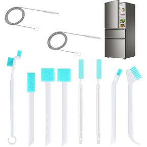 8 Pcs Refrigerator Drain Hole Clog Remover Cleaning Tool, Fridge Ice Maker Cleaning Brush Set, Ice Machine Cleaning Tools with 2 Pcs Drain Pipe Brush Nylon Bristles