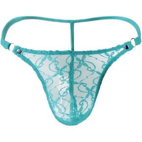 Faringoto Men's Sexy Underwear Transparent Mesh Dark Grain Low Waist Sexy Thong T Pants