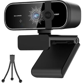 C28 1080P Webcam with Privacy Cover and Tripod Stand, PC Camera with Noise-Canceling Mic, Computer Camera with Auto Light Correction,Plug and Play, Web Camera for Streaming, Zoom/Facetime