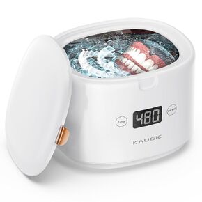 Ultrasonic Retainer Cleaner with Upgraded MCU, 30W/45kHz, 230ML Portable Ultrasonic Cleaner for Retainers, Mouth Guards, Dentures, Invisalign, Jewelry -White