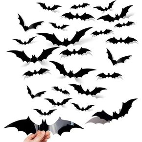 96 Pcs Halloween Decorations Bats Halloween Decor,3D Bat Stickers Decorations, 8 Size Bat Decorations for Wall Window Door Halloween Party Decorations,DIY Home Decor, Indoor Hallowmas Party Supplies