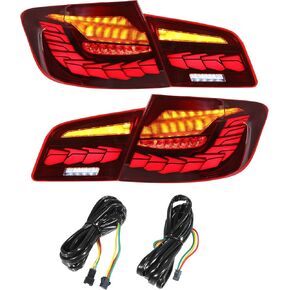 OLED Tail Lights Assembly - Car Sequential Turn Signal and 3D Dynamic Animation Lighting with Running Light - for BMW 535i 5 Series F10 F18 Base Luxury 11-17 Plastic Black - 1 Pair