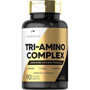 مكمل كارلايل ثلاثي أمينو إل-أرجينين، وإل-أورنيثين، وإل-ليسين | 90 كبسولة | نباتي، غير معدّل وراثيًا، خالي من الغلوتين