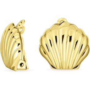 Carved Polished Shrimp Dome Clip On Earrings For Women Non Pierced Ears .925 Sterling Silver Alloy Clip