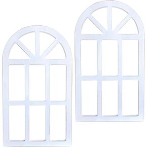 Cregugua 2-Pack Rustic Wood Arch Window Frame for Wall Decor 9x15.8 In