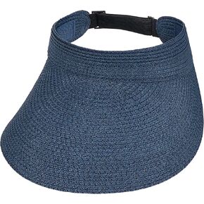 Straw Sun Visors Womens, Ponytail Beach Straw Visor, Packable Summer Sun Hats for Women Travel