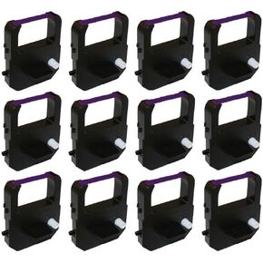 (12 Pack) Ribbon for Lathem E Series 100E 900E 1000E 1500E 1600E 5000E 7000E 7500E LT5000 VIS6008, and Acroprint ES700 ES900 39-0121-004, Purple Ink, COMPUMATIC Compatible Replacement