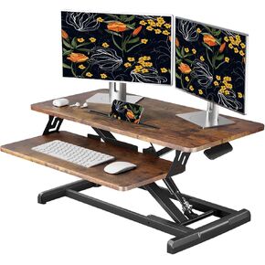 JOY worker Standing Desk Converter, 28" Height Adjustable Sit Stand Up Desk Riser with Keyboard Tray, Desktop Workstation Riser for Home Office Computer Laptop, Black