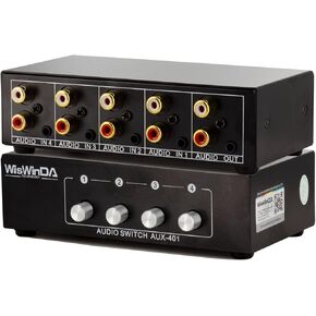 4-in 1-Out Pro RCA Audio Switch Box Audio Converter 4 Channels 1-in 4-Out HiFi Stereo Passive Audio Selector Switcher Box No Loss Switching Aluminum Shell Quality RCA Connectors