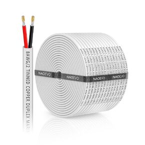 NAOEVO 12 Gauge Marine Wire Duplex Marine Grade Wire, 12 AWG Wire Stranded PVC Boat Electrical Wire, Waterproof/Corrosion Resistant/Tinned Copper 12/2 Wire for Boat/Automotive/RV/Solar (100FT-30M)