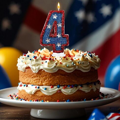 red and Blue Sequined Number Candles American Flag Birthday Number Candles Suitable for Independence Day and Captain America Party Supplies (4) in Saudi Arabia