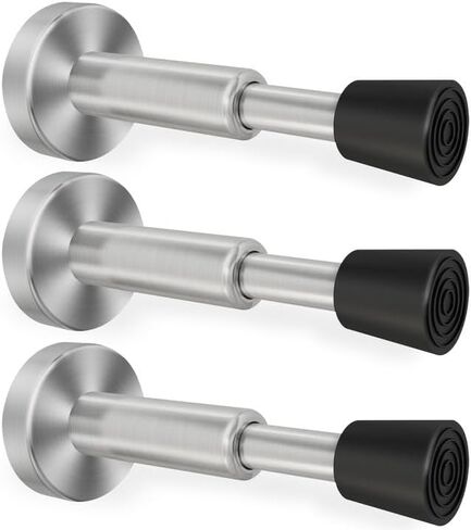 DOKU 4.1 Inch Spring Door Stoppers, 3Pcs Stainless Steel Door Stopper with Rubber Tips Bumper, Hydraulic Shock Absorbent Technology, Wall Mounted Door Holder Protection Sound Dampening, Matte Black in Saudi Arabia