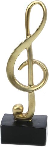 Geesatis 1 قطعة تمثال الموسيقى ملاحظة رمز موسيقي الحديثة الذهب الديكور قاعدة خشبية المعادن الموسيقى ملاحظة النحت in Kuwait