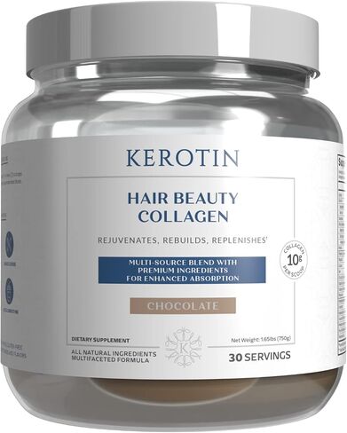 Kerotin Hair Beauty Collagen Multi-Blend Powder Supplement. Supports Hair Growth & Scalp Elasticity. Improves Skin, Bone & Nails Health. Free of Artificial Sweeteners & Flavors. Made in USA. (Vanilla) in Saudi Arabia