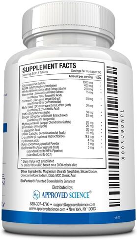 Jointprin العلمي المعتمد - الجلوكوزامين، MSM، الكوندرويتين، الكركم، Boswellia، BioPerine - 540 قرصًا - كمية تكفي لمدة 6 أشهر in Kuwait