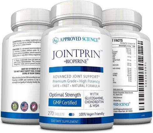 Jointprin العلمي المعتمد - الجلوكوزامين، MSM، الكوندرويتين، الكركم، Boswellia، BioPerine - 540 قرصًا - كمية تكفي لمدة 6 أشهر in Kuwait
