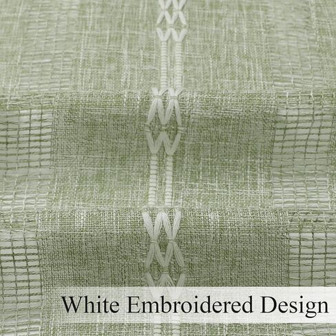 Estelar Textiler Natural Linen Grommet Top Curtains 84 Inch Length 2 Panels Set for Living Room, Boho Farmhouse Textured Embroidered Curtains for Bedroom, Light Filtering Semi Sheer Drapes, 52Wx84L in Saudi Arabia