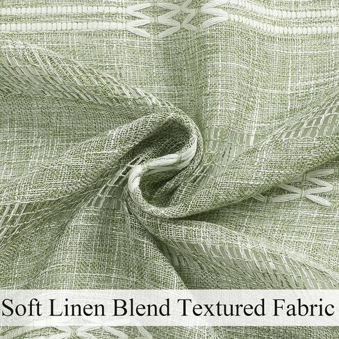 Estelar Textiler Natural Linen Grommet Top Curtains 84 Inch Length 2 Panels Set for Living Room, Boho Farmhouse Textured Embroidered Curtains for Bedroom, Light Filtering Semi Sheer Drapes, 52Wx84L in Saudi Arabia