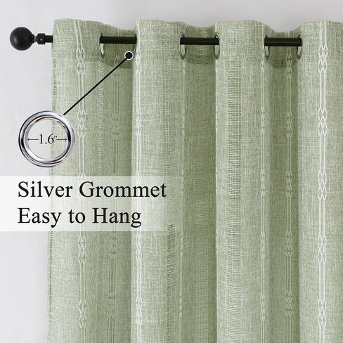 Estelar Textiler Natural Linen Grommet Top Curtains 84 Inch Length 2 Panels Set for Living Room, Boho Farmhouse Textured Embroidered Curtains for Bedroom, Light Filtering Semi Sheer Drapes, 52Wx84L in Saudi Arabia