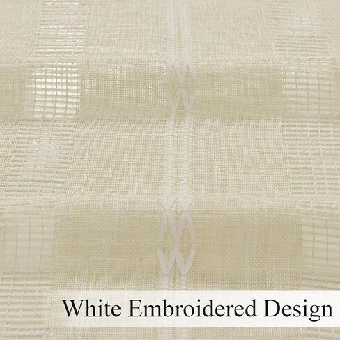 Estelar Textiler Natural Linen Grommet Top Curtains 84 Inch Length 2 Panels Set for Living Room, Boho Farmhouse Textured Embroidered Curtains for Bedroom, Light Filtering Semi Sheer Drapes, 52Wx84L in Saudi Arabia