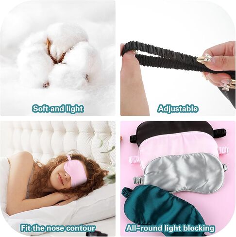 Sleep Mask 4 Pcs Silk Eye Cover Soft Satin Blindfold Elastic Strap Night Eyeshade Travel Nap Snoring Blackout Eye Shade Portable Sleeping Mask Meditation Nap Covering in Saudi Arabia