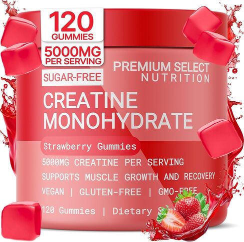 Premium Select Creatine HCL Gummies for Men & Women Pre Workout Gummy Low Sugar - Vegan - Gluten Free - 5g Creatine Per Serving - Bodybuilding Recovery Supplement to Increase Muscle Gain and Strength in Saudi Arabia