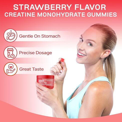 Premium Select Creatine HCL Gummies for Men & Women Pre Workout Gummy Low Sugar - Vegan - Gluten Free - 5g Creatine Per Serving - Bodybuilding Recovery Supplement to Increase Muscle Gain and Strength in Saudi Arabia