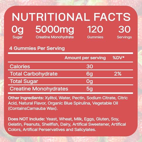 Premium Select Creatine HCL Gummies for Men & Women Pre Workout Gummy Low Sugar - Vegan - Gluten Free - 5g Creatine Per Serving - Bodybuilding Recovery Supplement to Increase Muscle Gain and Strength in Saudi Arabia